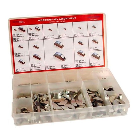 Flint Hills Trading Oversized Woodruff Key Assortment, Steel, Plain, 350 Pieces DISP-WKM350